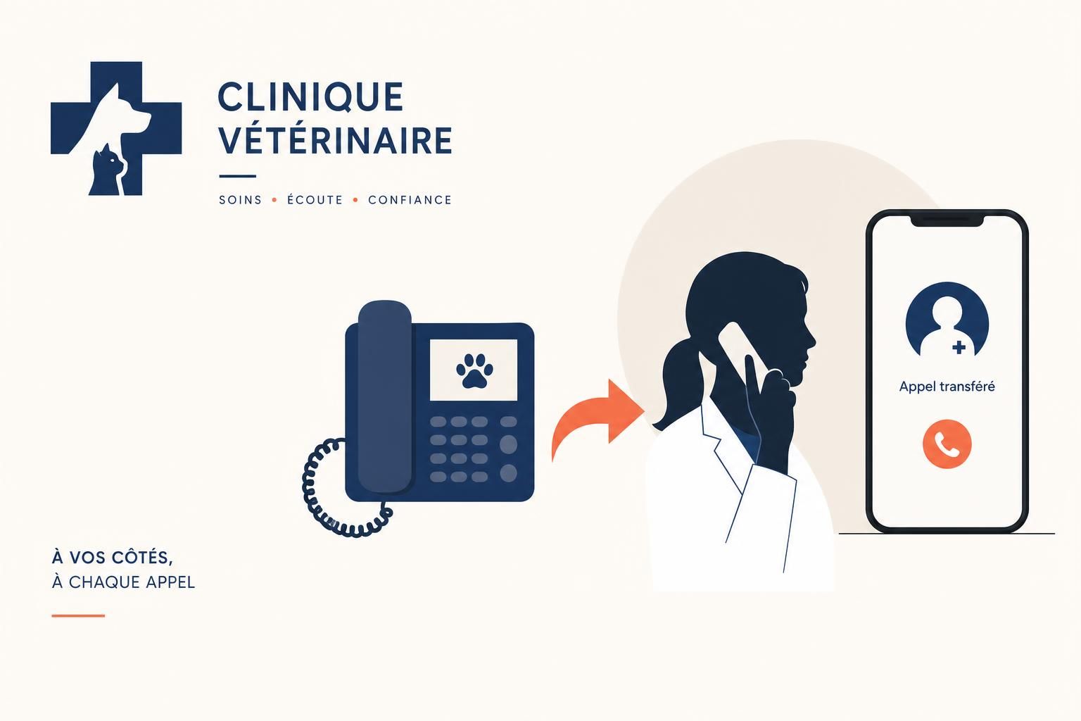 optimisez l'accueil de votre clinique vétérinaire grâce au transfert d'appel automatisé, pour un service rapide et efficace à vos clients et à leurs animaux.